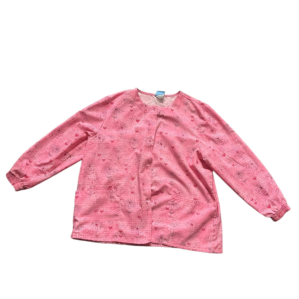 H.Q. Scrubs Pink floral Love Pattern lab coat